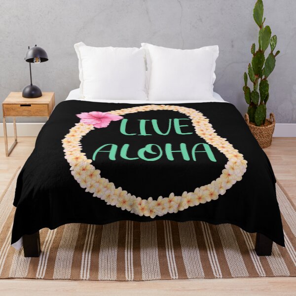 Item preview, Live Aloha Plumeria Flower Ley Feel Good Quote Watercolour Illustration designed and sold by TheLomiLoveBus.