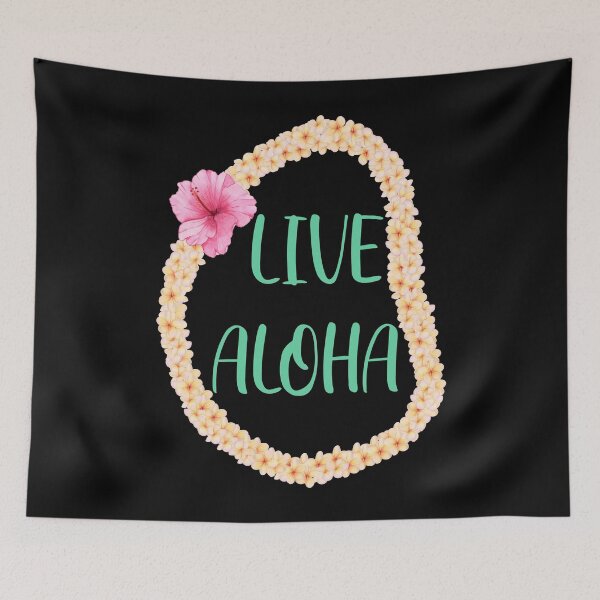Item preview, Live Aloha Plumeria Flower Ley Feel Good Quote Watercolour Illustration designed and sold by TheLomiLoveBus.