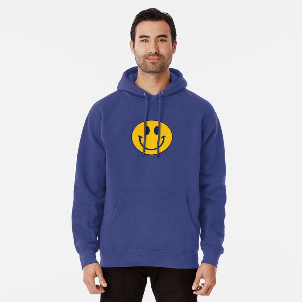 Blue smiley face hoodie hot sale