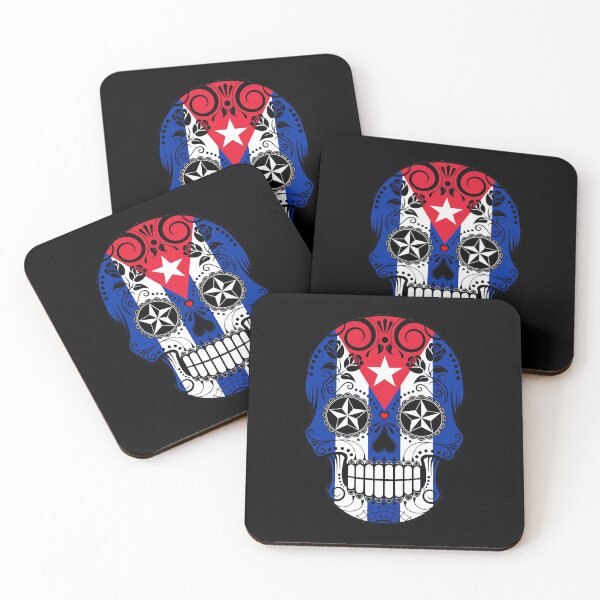 Item preview, Cuban Flag Sugar Skull with Roses  designed and sold by SerenMarici.