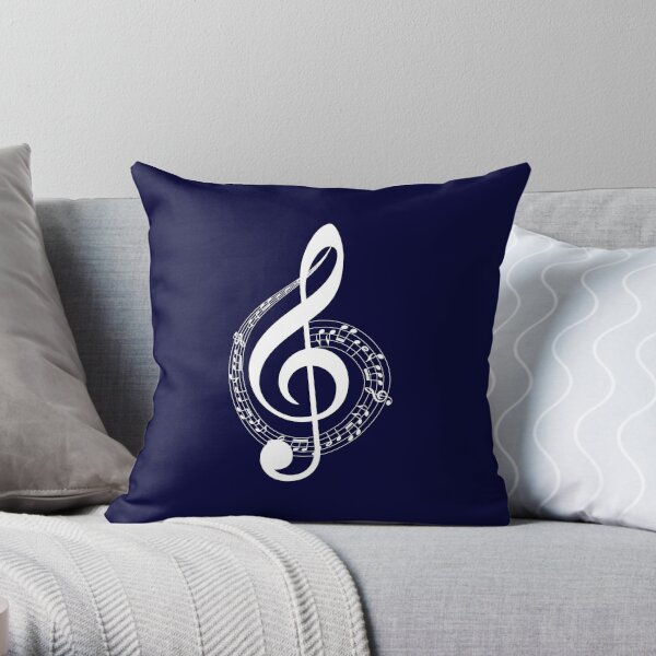 Treble Clef Throw Pillow, Decorative Accent Pillow, Square Cushion