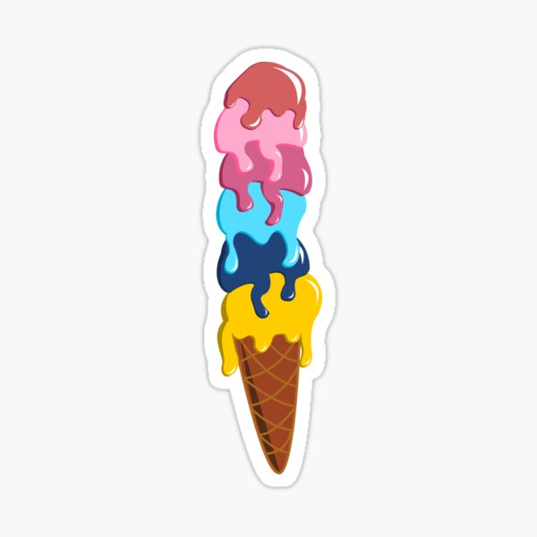 Shiny Genderflux Ice Cream Cone Pride Flag Sticker