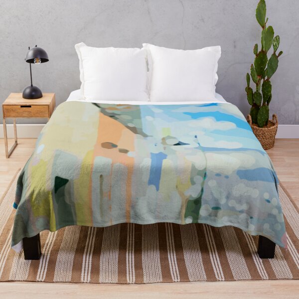Item preview, Rainbow colored row of Mexican houses and a cotton candy sky retro mod print designed and sold by Boho Contessa.