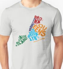 New York City Five Boroughs Typography Map Unisex T-Shirt