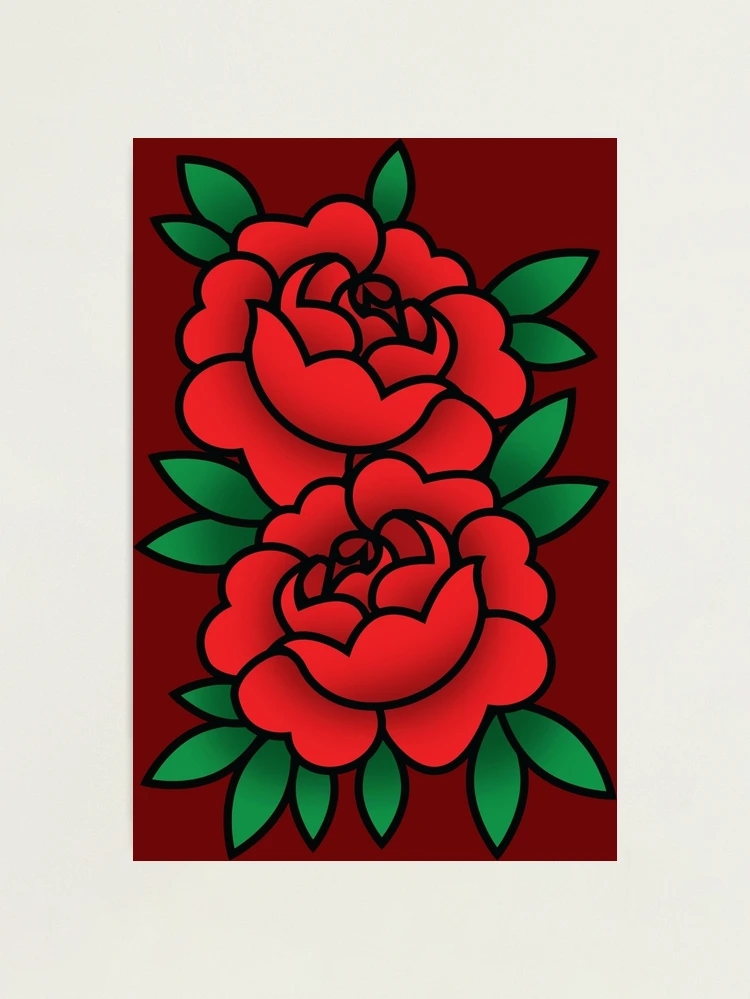 Buy Traditional Rose Tattoo Flash Print Online in India - Etsy
