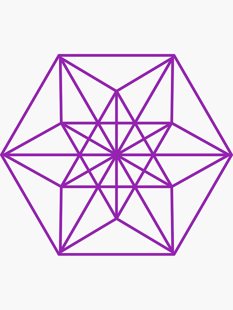 Thumbnail 3 of 3, Sticker, Sacred Geometry Cuboctahedron Vector Equilibrium Purple designed and sold by moonobendorfer.