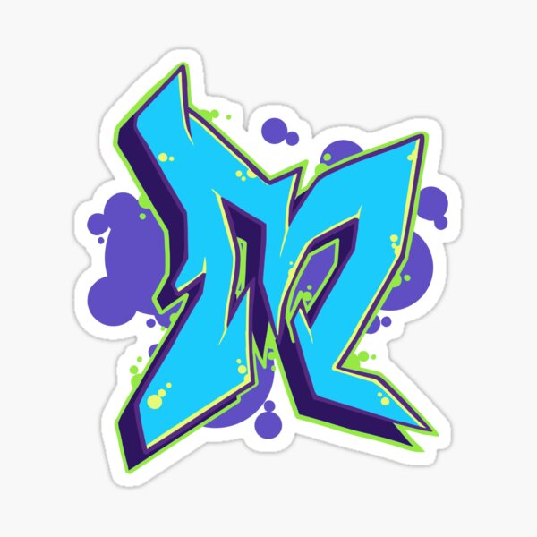 Letter M Graffiti Street Art Style Blue Sticker By Creativeopus Redbubble