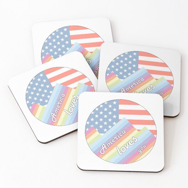 Item preview, American Flag Mountains rainbow American independence America loves you designed and sold by RJuliya.