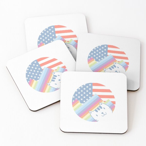 Item preview, American Flag Mountains rainbow cat American independence America loves you designed and sold by RJuliya.