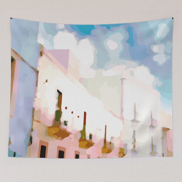 Item preview, Row of houses in ice cream colors- art print bedding pillows notebook designed and sold by Boho Contessa.