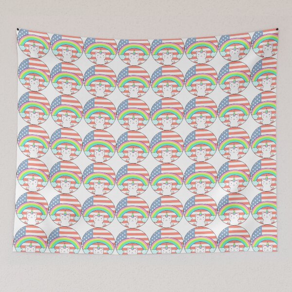Item preview, American Flag cat Unicorn stars rainbow American independence designed and sold by RJuliya.