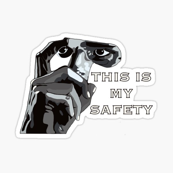 Hoot,This is My Safety, Black Hawk Down Art Noir Fan Art-White Fill Letters Sticker