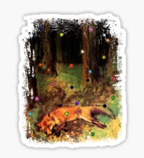 Degas' Dead fox in the forest by Ally Nix Sticker