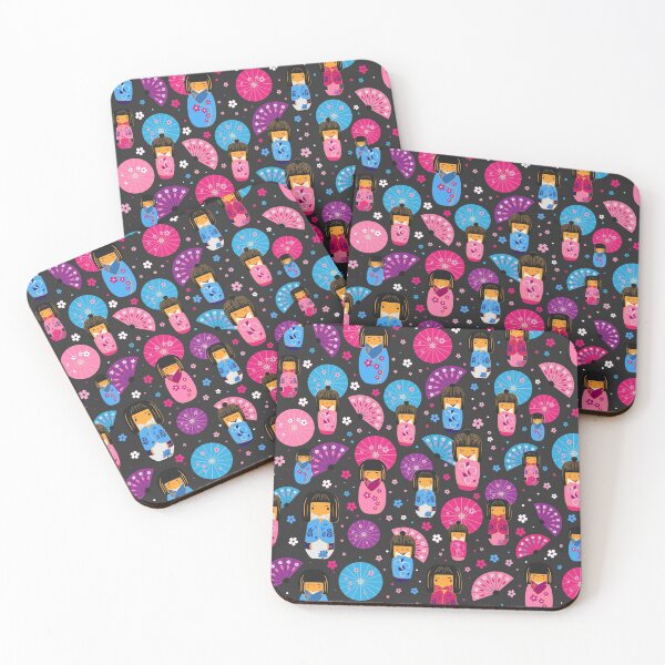 Item preview, Japanese Dolls - Kokeshi pattern designed and sold by k9printart.