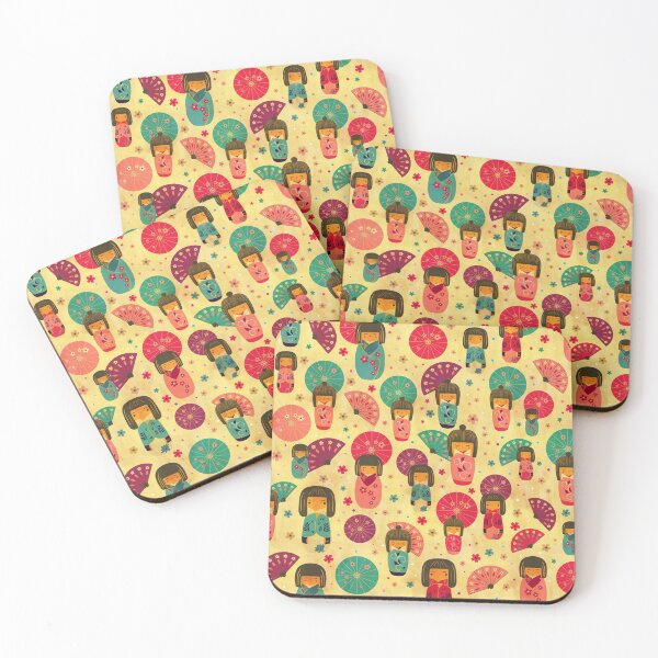 Item preview, Japanese Dolls - Kokeshi pattern designed and sold by k9printart.