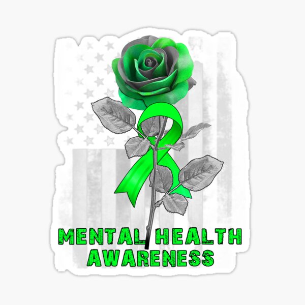 "Rose Flower Mental Health Awareness Ribbon" Sticker for Sale by