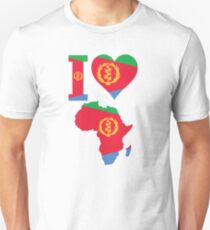 I love Eritrea flag Africa map t-shirt Unisex T-Shirt