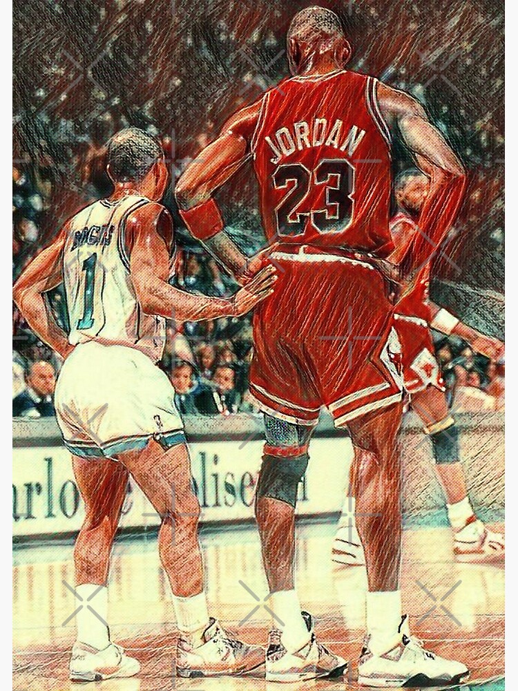 Lámina fotográfica «Muggsy Bogues y Michael Jordan leyendas del