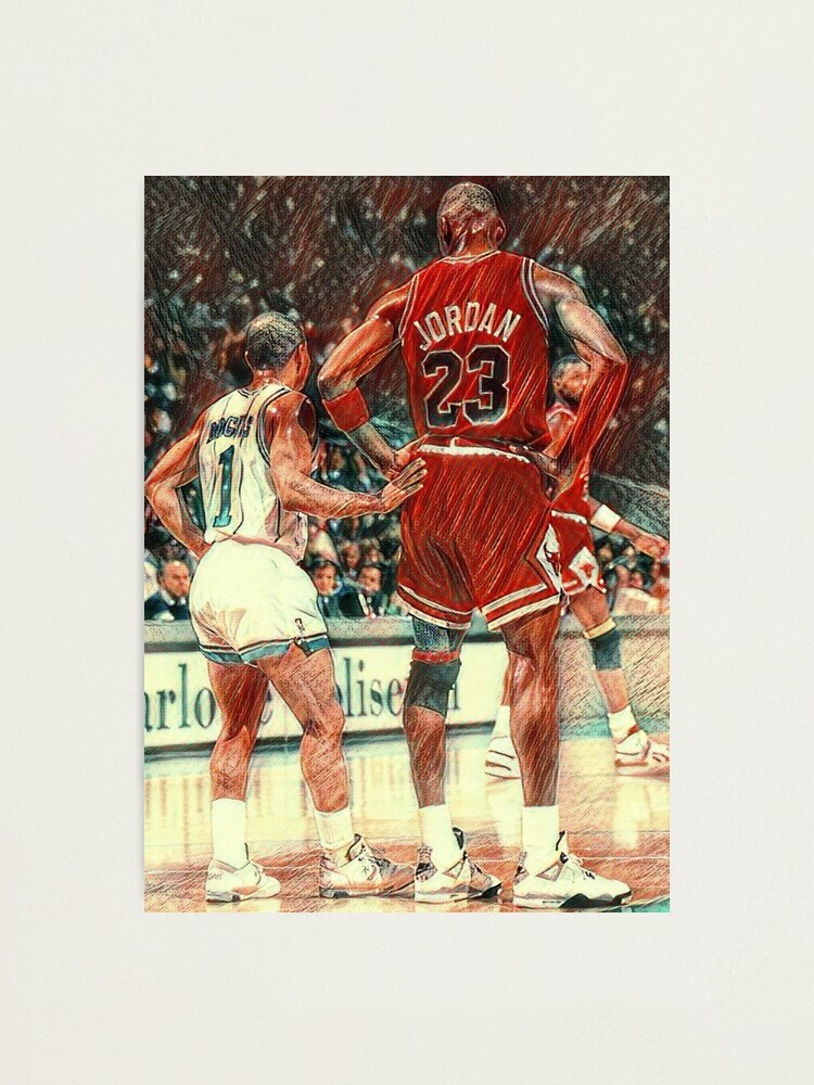 Lámina fotográfica «Muggsy Bogues y Michael Jordan leyendas del ...