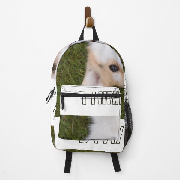 Item preview, Smiling White and Tan Pembroke Corgi on Green Grass Think Happy Be Happy designed and sold by Maria Munajjed.