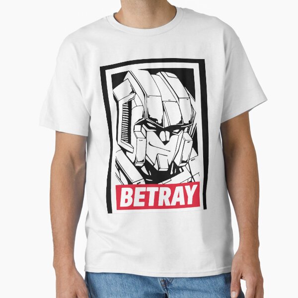 Vista previa del artículo con la obra «Camiseta de la traición de la traición de la historieta Obedece la parodia Shepard Fairey Starscream Transformers TV camiseta», diseñado y vendido por MissFotune.