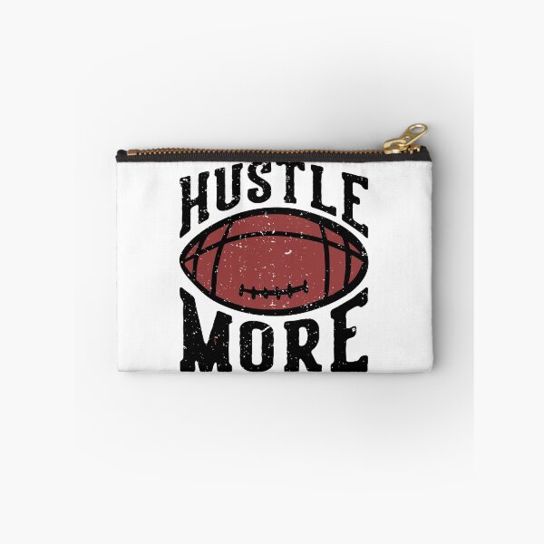 Item preview, T-shirt Design Hustle More with Football Rugby Ball Vintage Illustration designed and sold by Peekonet.