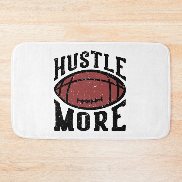 Item preview, T-shirt Design Hustle More with Football Rugby Ball Vintage Illustration designed and sold by Peekonet.