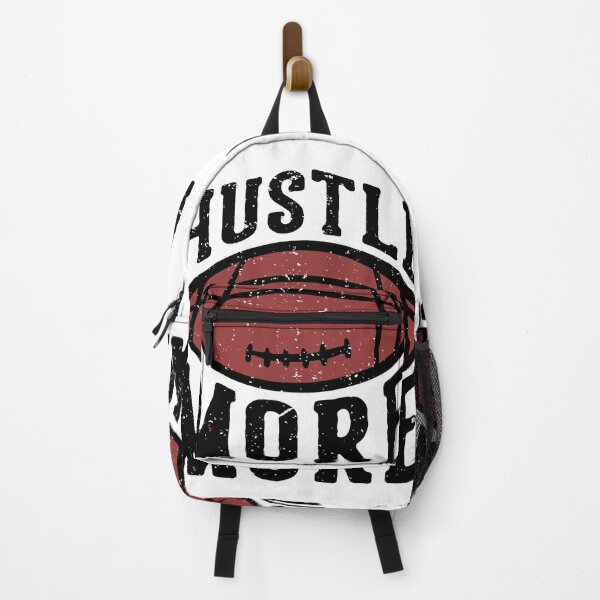 Item preview, T-shirt Design Hustle More with Football Rugby Ball Vintage Illustration designed and sold by Peekonet.