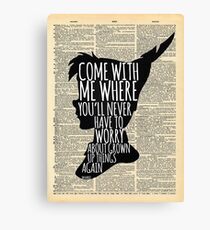 Peter Pan Vintage Dictionary Page Style -- Grown Up Things Canvas Print