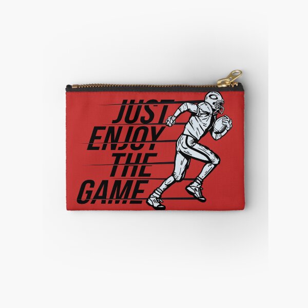 Item preview, T-shirt Design Just Enjoy Game with Football Player Holding Rugby Ball When Running Vintage Illustration designed and sold by Peekonet.