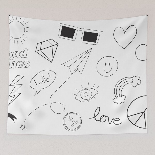 Item preview, Good Vibes Doodles Black Art Print designed and sold by lineartdesigns.