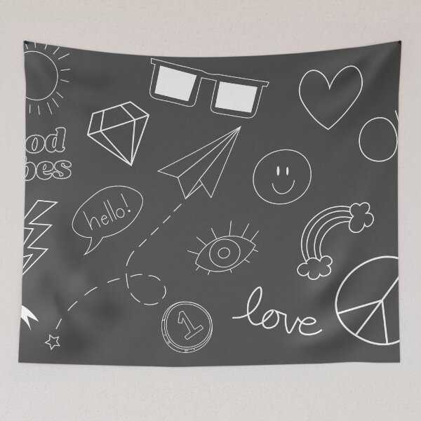 Item preview, Good Vibes Doodles White Art Print designed and sold by lineartdesigns.