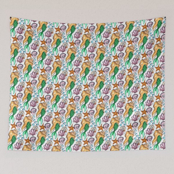 Item preview, Colored curly continuous line sea shells design designed and sold by lissantee.