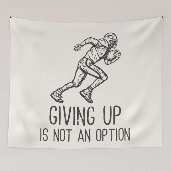 Item preview, T-shirt Design Slogan Typography Giving Up Is Option with American Football Player Running Vintage Illustration designed and sold by Peekonet.