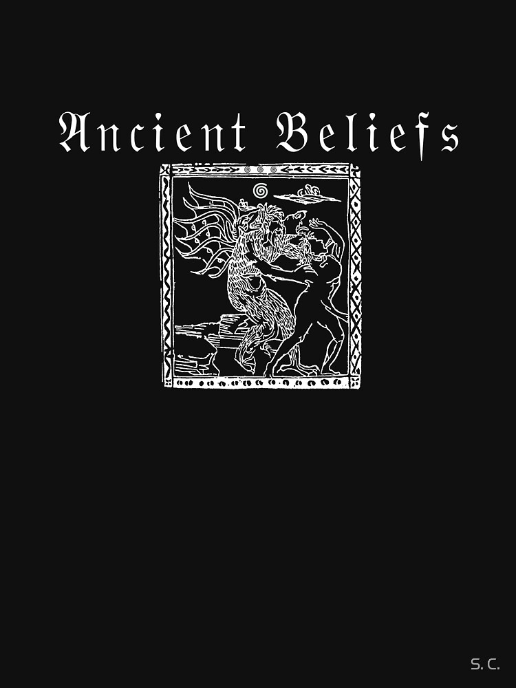Thumbnail 3 of 3, Baseball ¾ Sleeve T-Shirt, Ancient Beliefs webzine designed and sold by anathems.