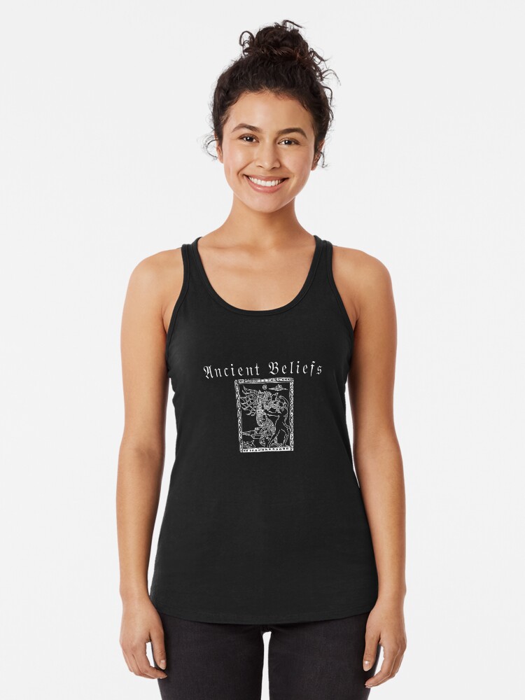 Thumbnail 1 of 3, Racerback Tank Top, Ancient Beliefs webzine designed and sold by anathems.