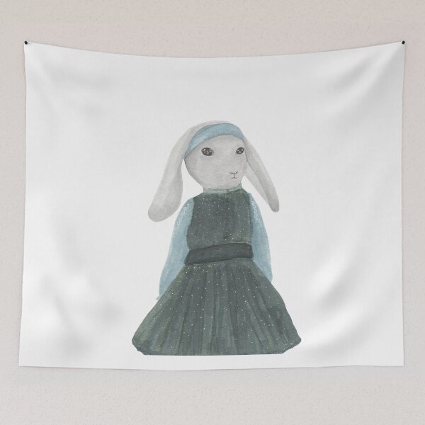 Item preview, Hand drawn gray rabbit in dress designed and sold by Galina Lyapina.