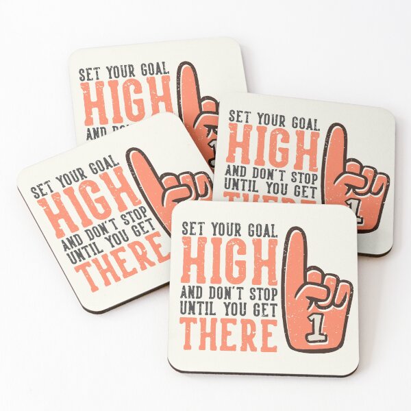 Item preview, T-shirt Design Slogan Typography Set Your Goal High Don't Stop Until You Get There with Number One Cheering Gloves Vintage Illustration designed and sold by Peekonet.