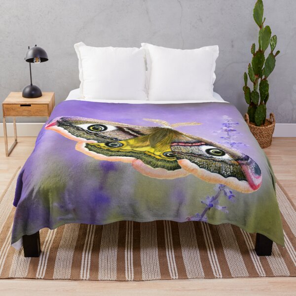 Item preview, Emperor Hawk Moth on Lavender Watercolor Painting Wildlife Artwork designed and sold by Alison Langridge.