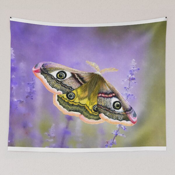 Item preview, Emperor Hawk Moth on Lavender Watercolor Painting Wildlife Artwork designed and sold by Alison Langridge.