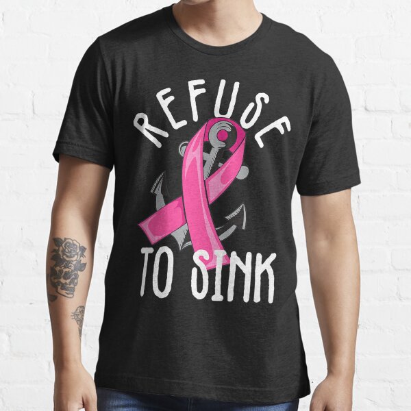 Ribbon /& Anchor Breast Cancer Survivor Walk Run Fight Mens T-Shirt