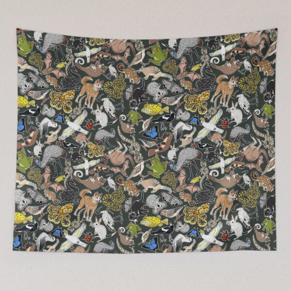 Item preview, fauna Australiana scatter - bottle green designed and sold by Claire Bowley.