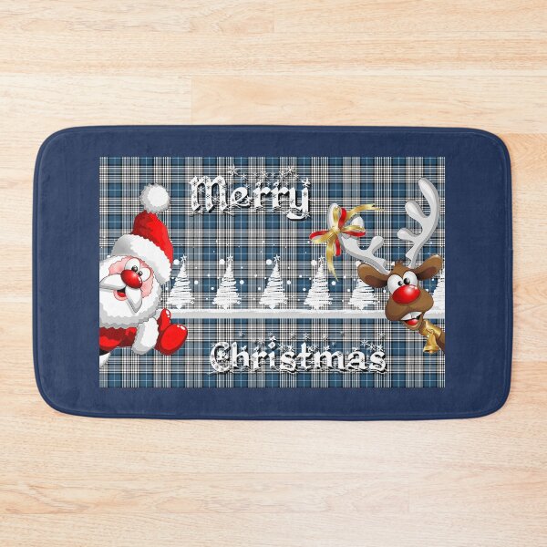 Item preview, Merry Christmas Napier tartan Santa Rudolph fir trees designed and sold by SolidEarthArt.