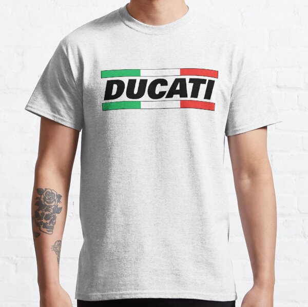 Diseño Ducati con colores verde, blanco y rojo. Camiseta clásica