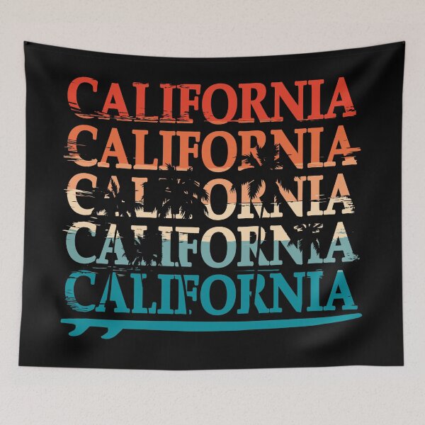 Item preview, T-shirt Design with Typography California Beach Tree Surf Retro Style designed and sold by Peekonet.
