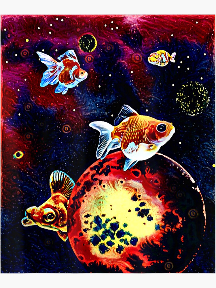 Fancy Goldfish Galaxy Planets Goldfish Aquarium Fish Sticker for Sale by  Wh Store