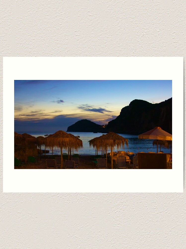 Alternate view of Dusk at Liapades Beach, Corfu, Greece Art Print