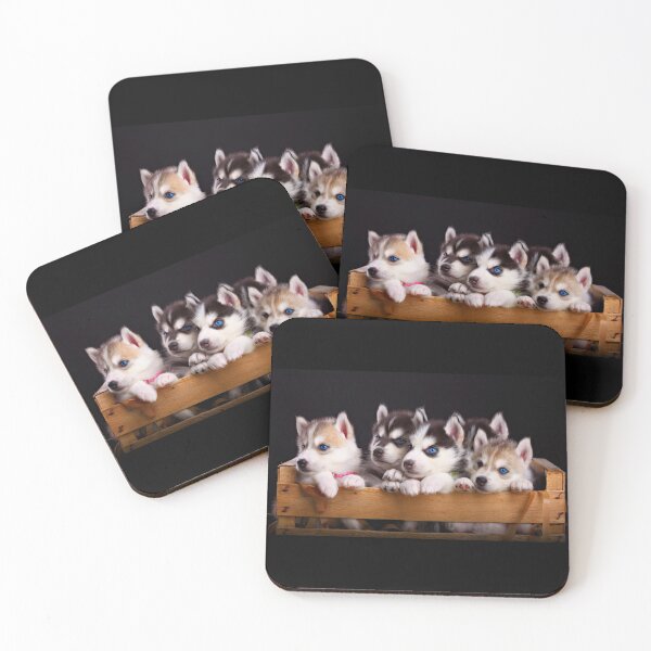 Item preview, Puppies in a crate Cute Snow dog Huskies designed and sold by Maria Munajjed.