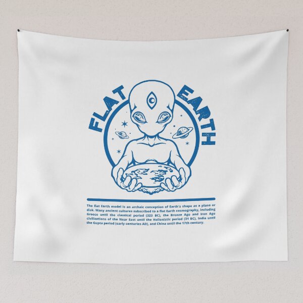 Item preview, Flat Earth Society, Flat Earthers Club, Alien, Blue designed and sold by anghelapparel.