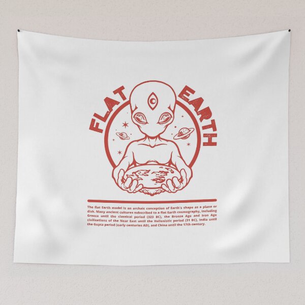 Item preview, Flat Earth Society, Flat Earthers Club, Alien, Red designed and sold by anghelapparel.